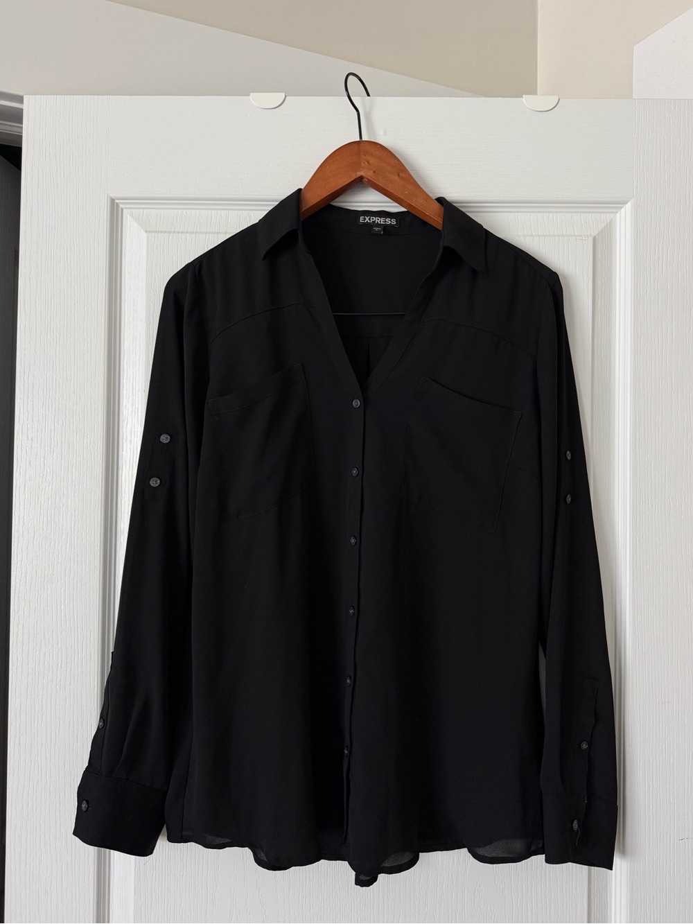 Express Portofino Women’s Black Blouse Button Down Size 12